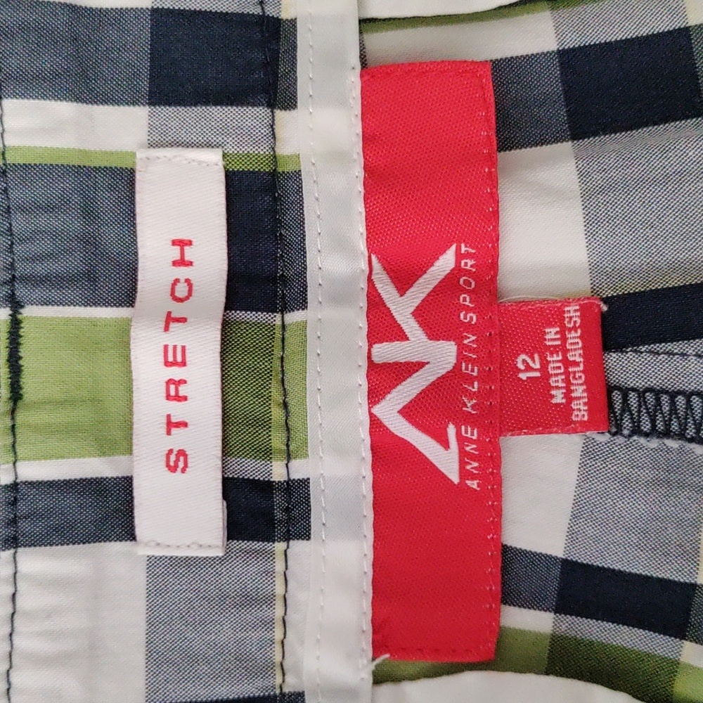 *E194 Anne Klein Sport navy, green & yellow cotton plaid shorts 12 FINAL PRICE - Picture 9 of 11